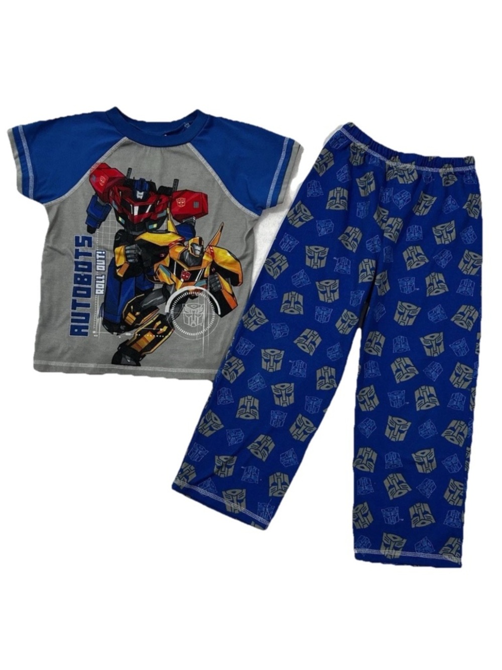 Transformers Pajama Set Boys Kids Size 7 Blue Bumblebee Optimus Prime Autobots